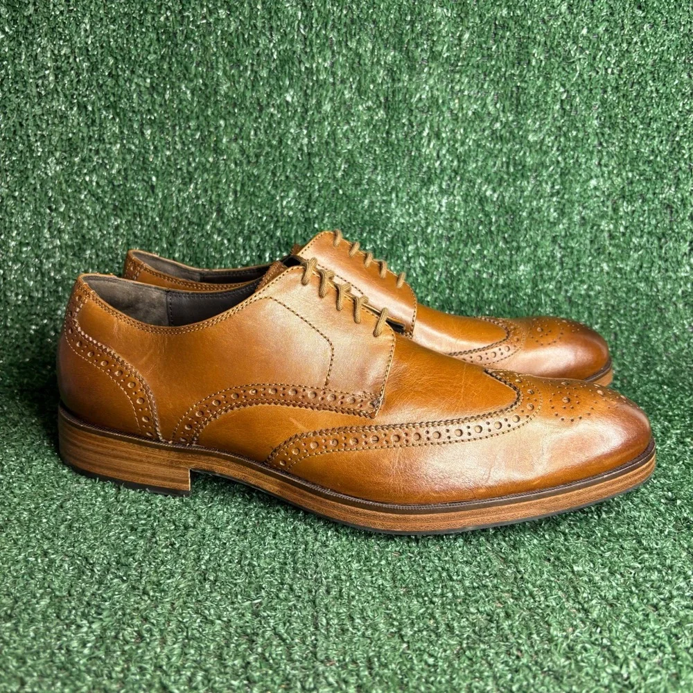 NEW Cole‎ Haan  Grand Wingtip Leather Brogue Classic Oxford British Tan Mens 11